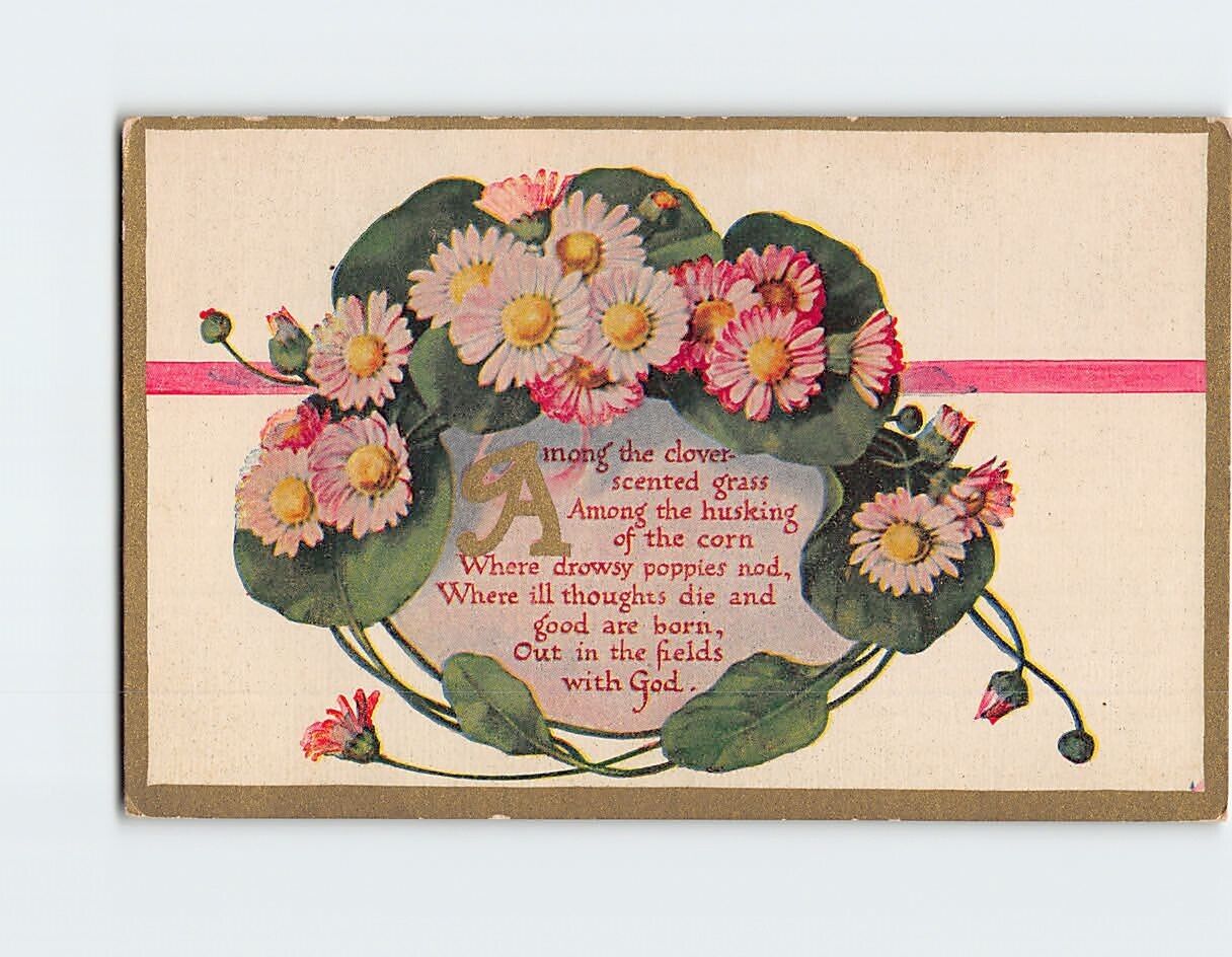 Postcard Among the Clover Scented Grass Flower Art/Text Print