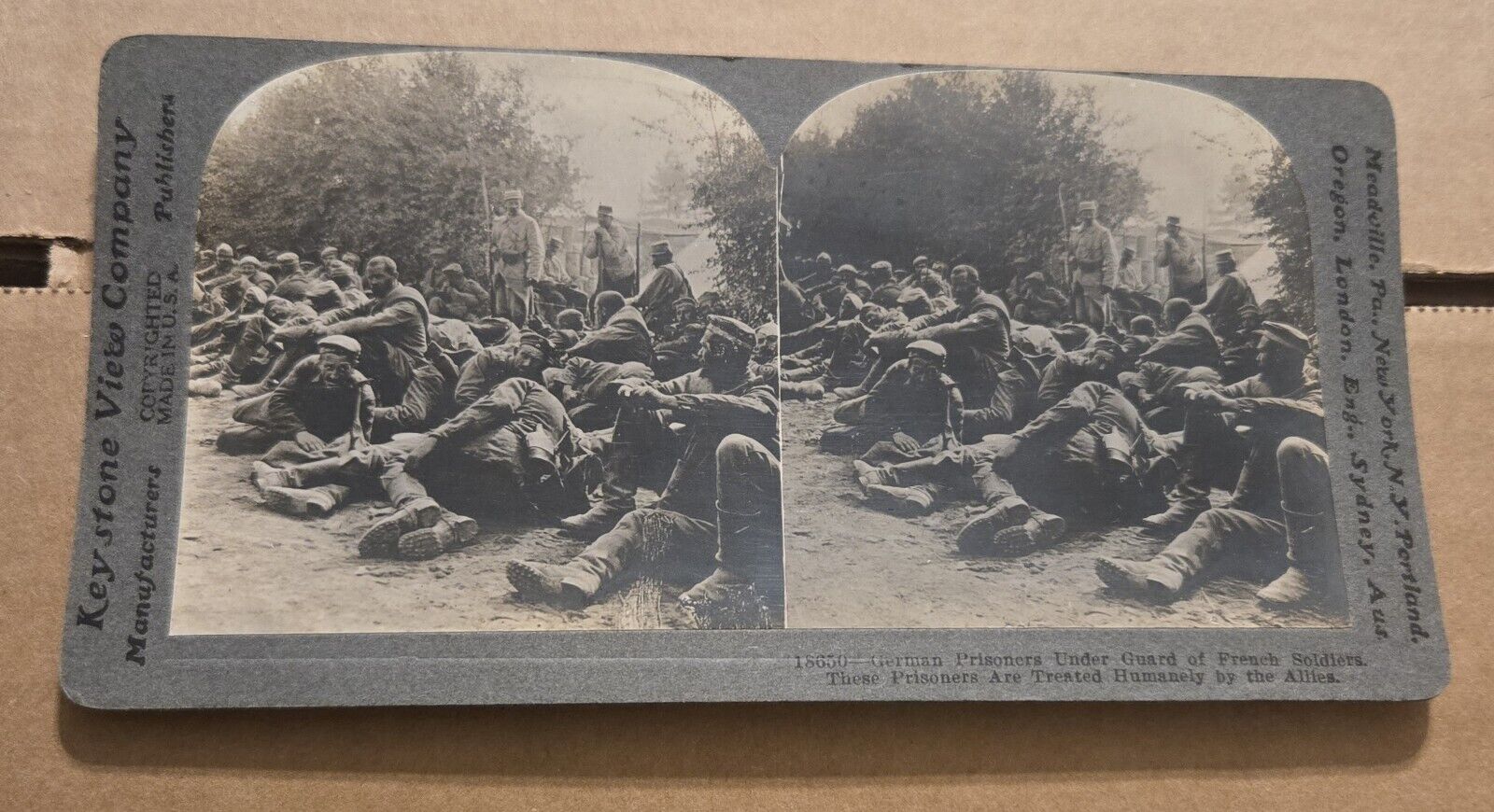 WW1 Stereoview German Prisoners Under Guard Of  French Soldiers 
