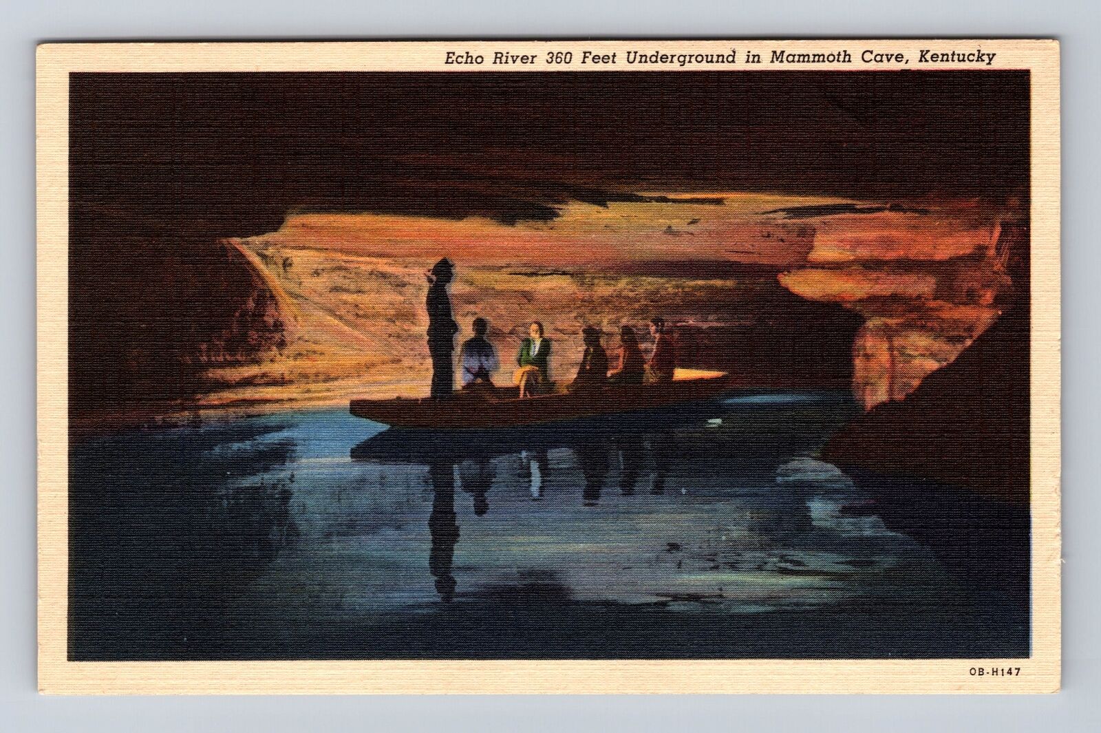 Mammoth Cave National Park, Boating Echo River, Series #OB-H147 Vintage Postcard