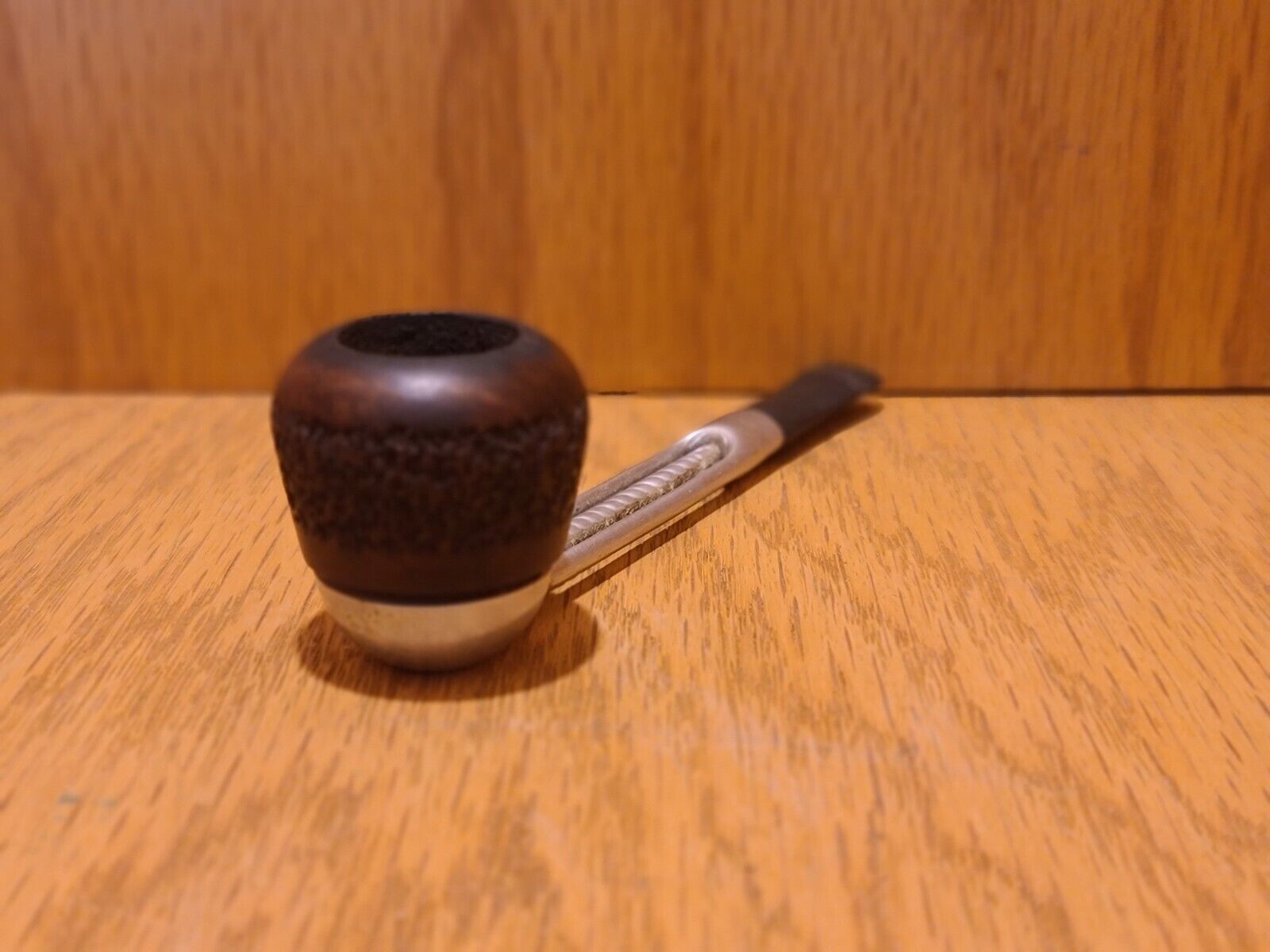 Vintage Metal Falcon Wooden Bowl Smoking Pipe