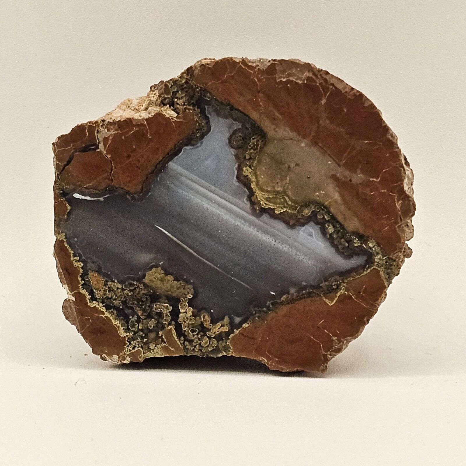 Thunderegg Geode Polished Agate Yellow Red Waterlines Quartz
