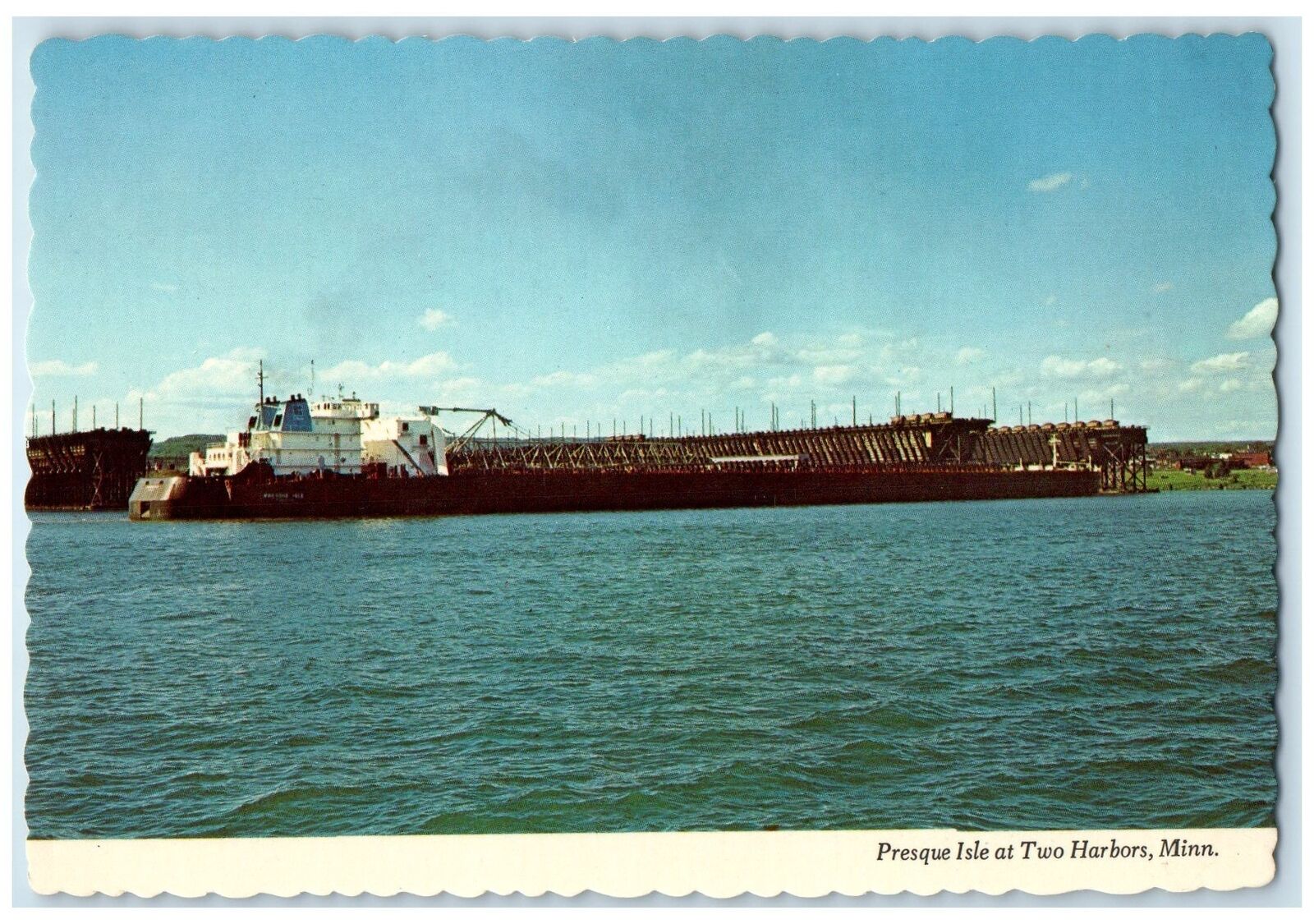 c1920's The Presque Isle Freighter Ship Cargo At Two Harbors Minnesota Postcard