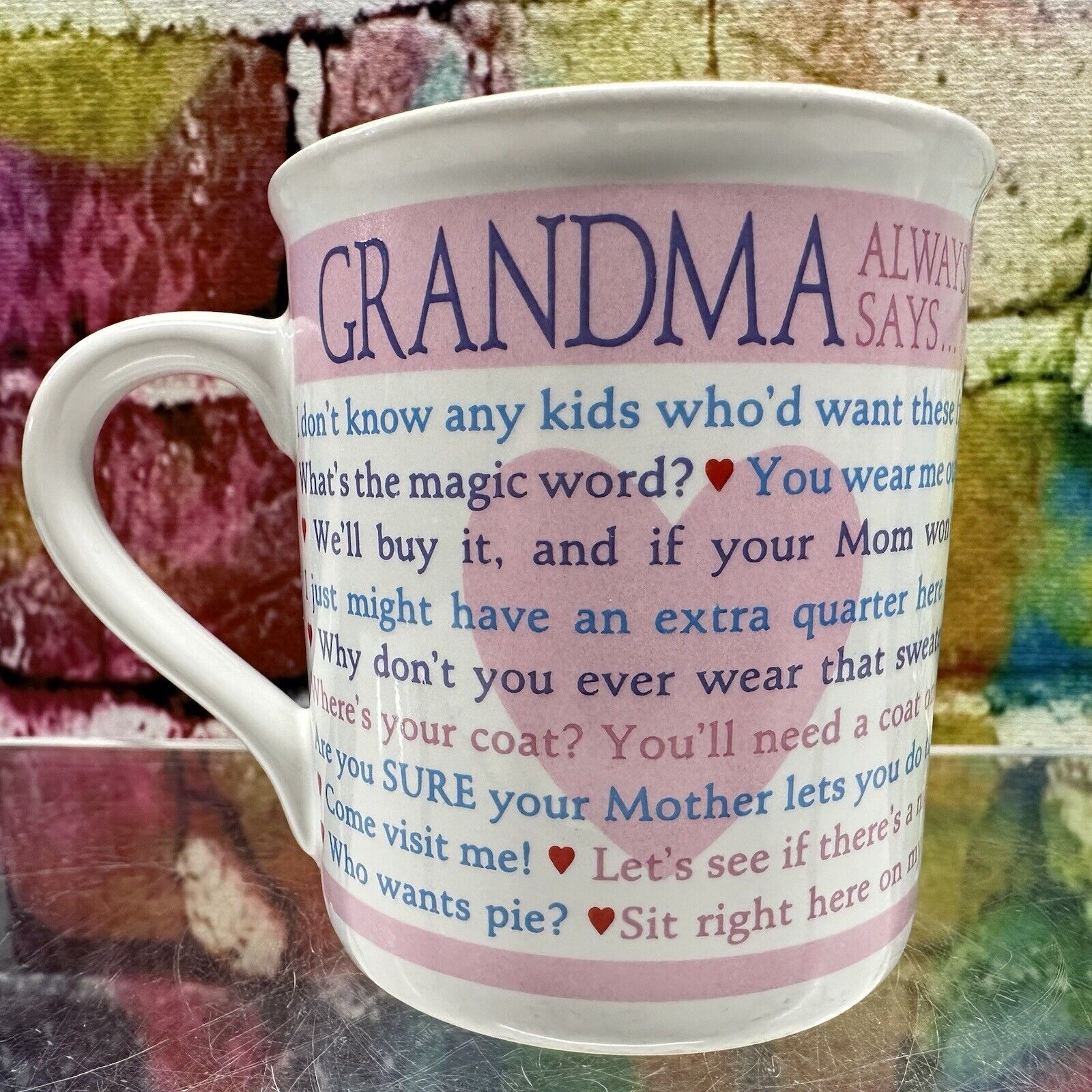 vtg. GRANDMA ALWAYS SAYS... 1988 Hallmark Mugs Coffee Cup Sayings Grandmother