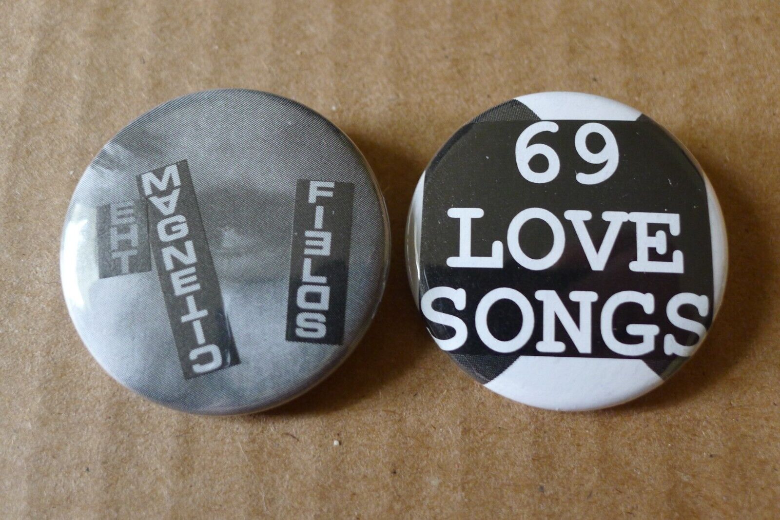 MAGNETIC FIELDS band (2) Pinback Button LOT indie rock 69 LOVE SONGS synth pop