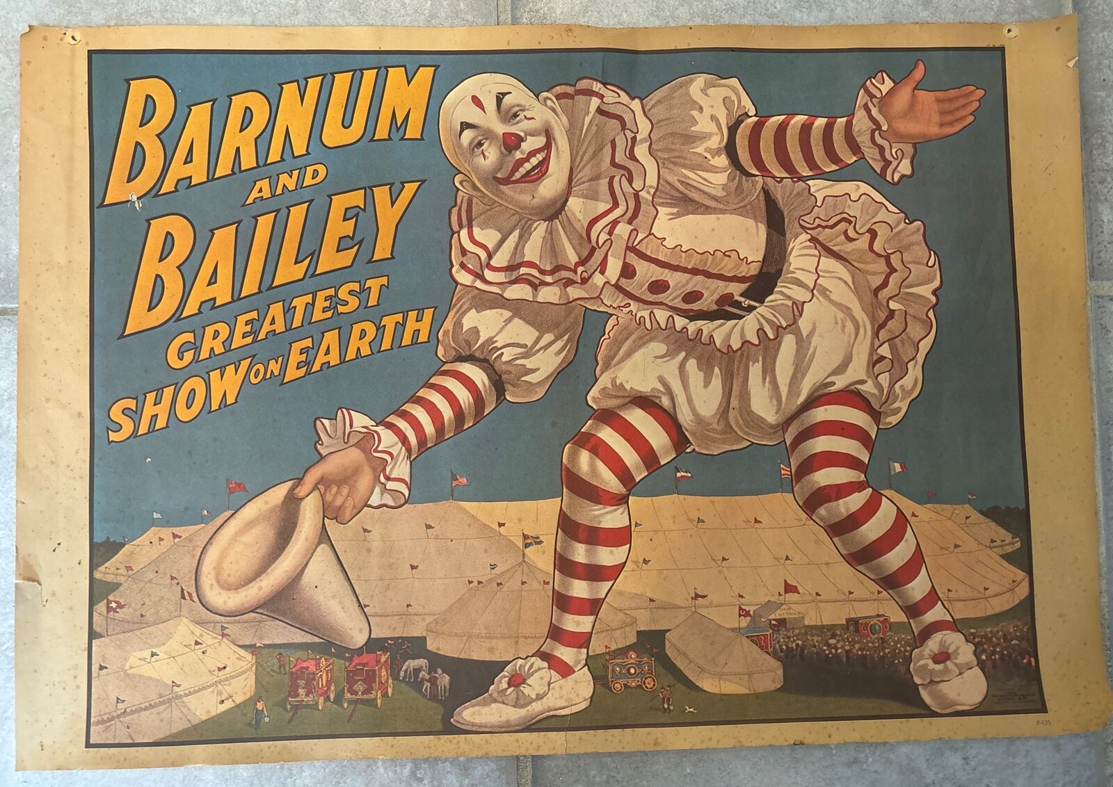 Barnum & Bailey Greatest Show On Earth Clown Circus Poster  1971 Reissue P-125