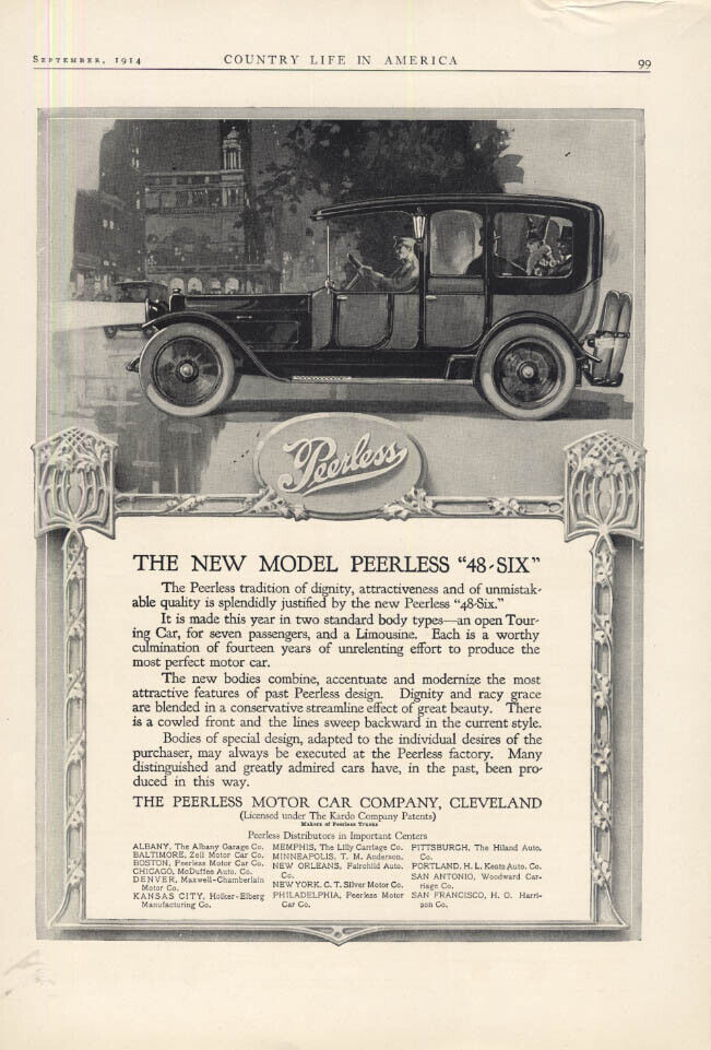Dignity & attractiveness: Peerless 48-Six Limousine ad 1914 CL