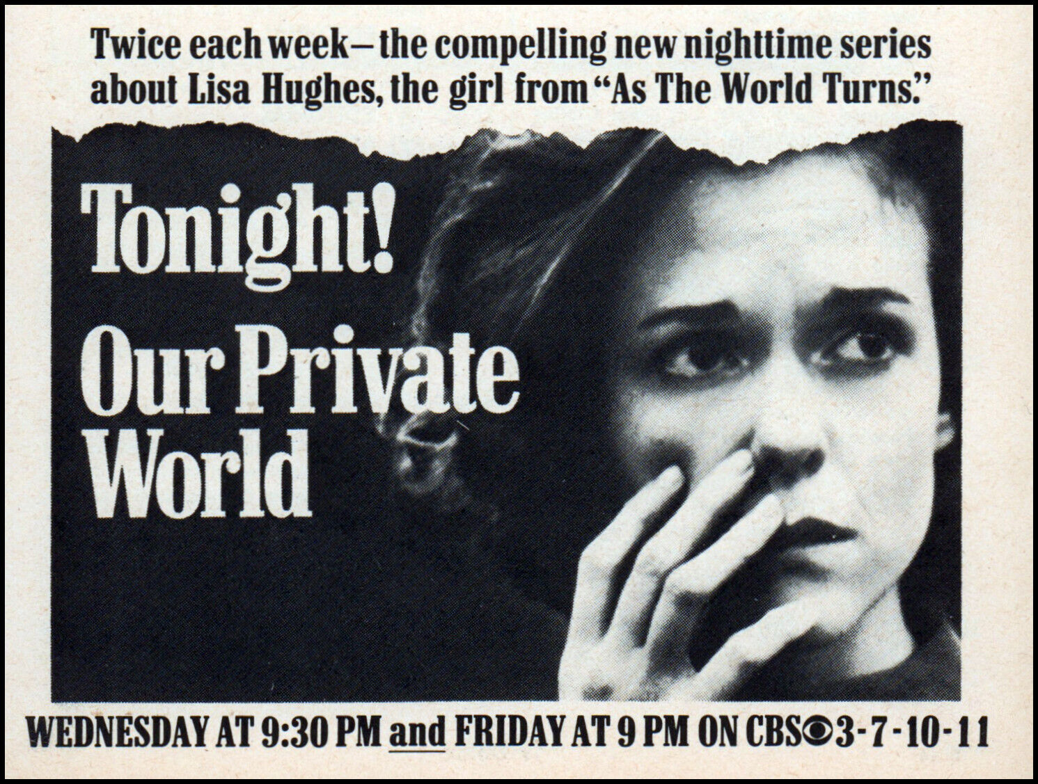 1965 CBS-TV Our Private World (As The World Turns) soap opera print ad  TV9