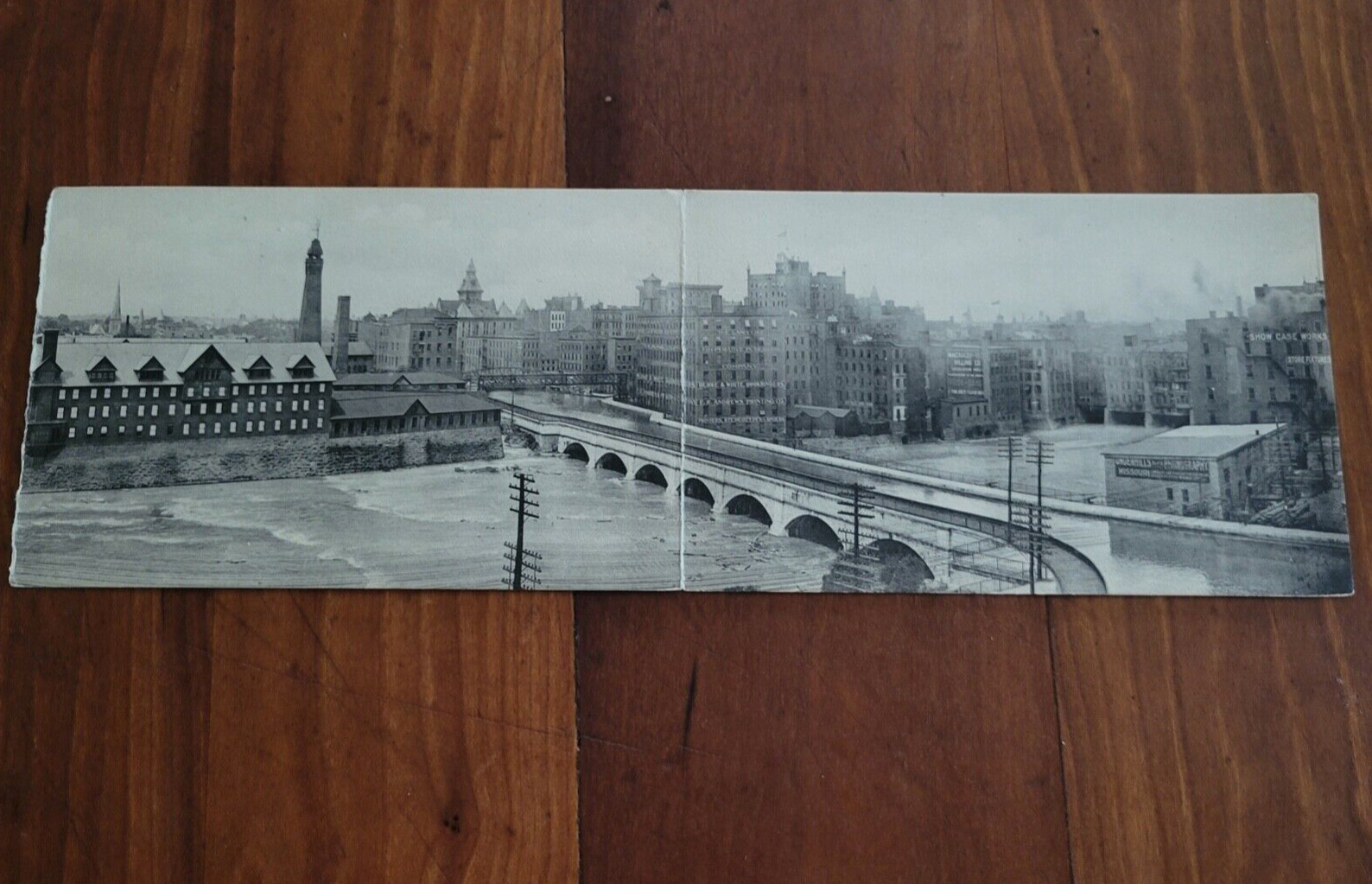 RARE Postcard,Aerial View, Broad Street Bridge Rochester, NY 1908 Panoramic