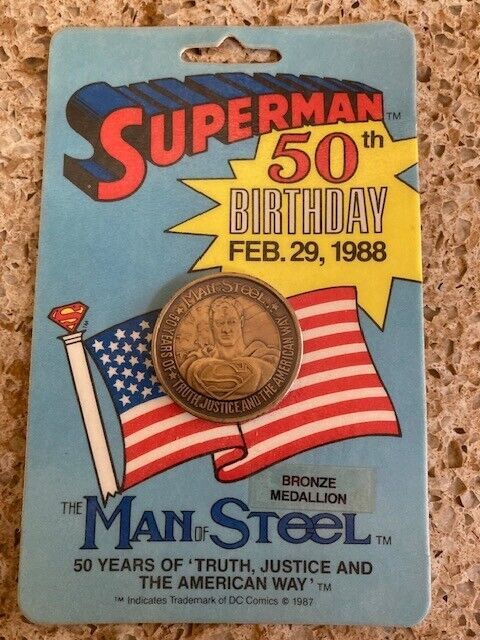RARE 1988 Superman 50th Birthday Bronze Medallion by Cartoon Celebrities