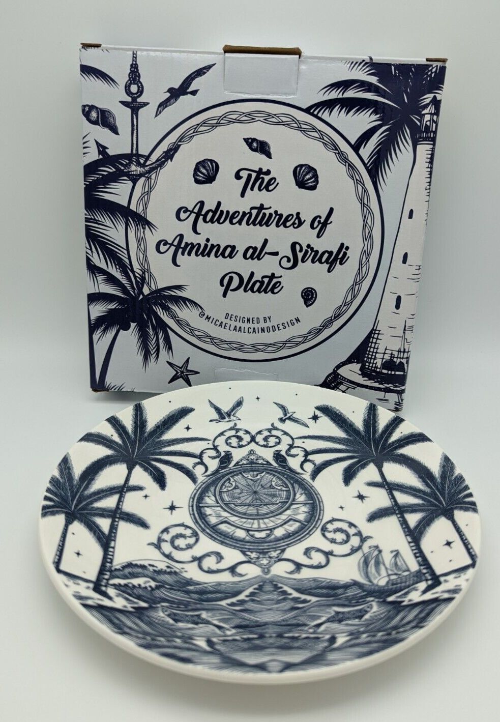 Fairyloot Exclusive The Adventures of Amina al-Sirafi Ceramic Plate Nautical