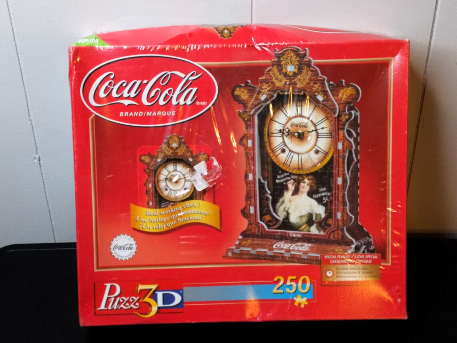 Wrebbit Puzz 3D Coca Cola Coke Real Working Clock 250 Piece Puzzle Sealed 