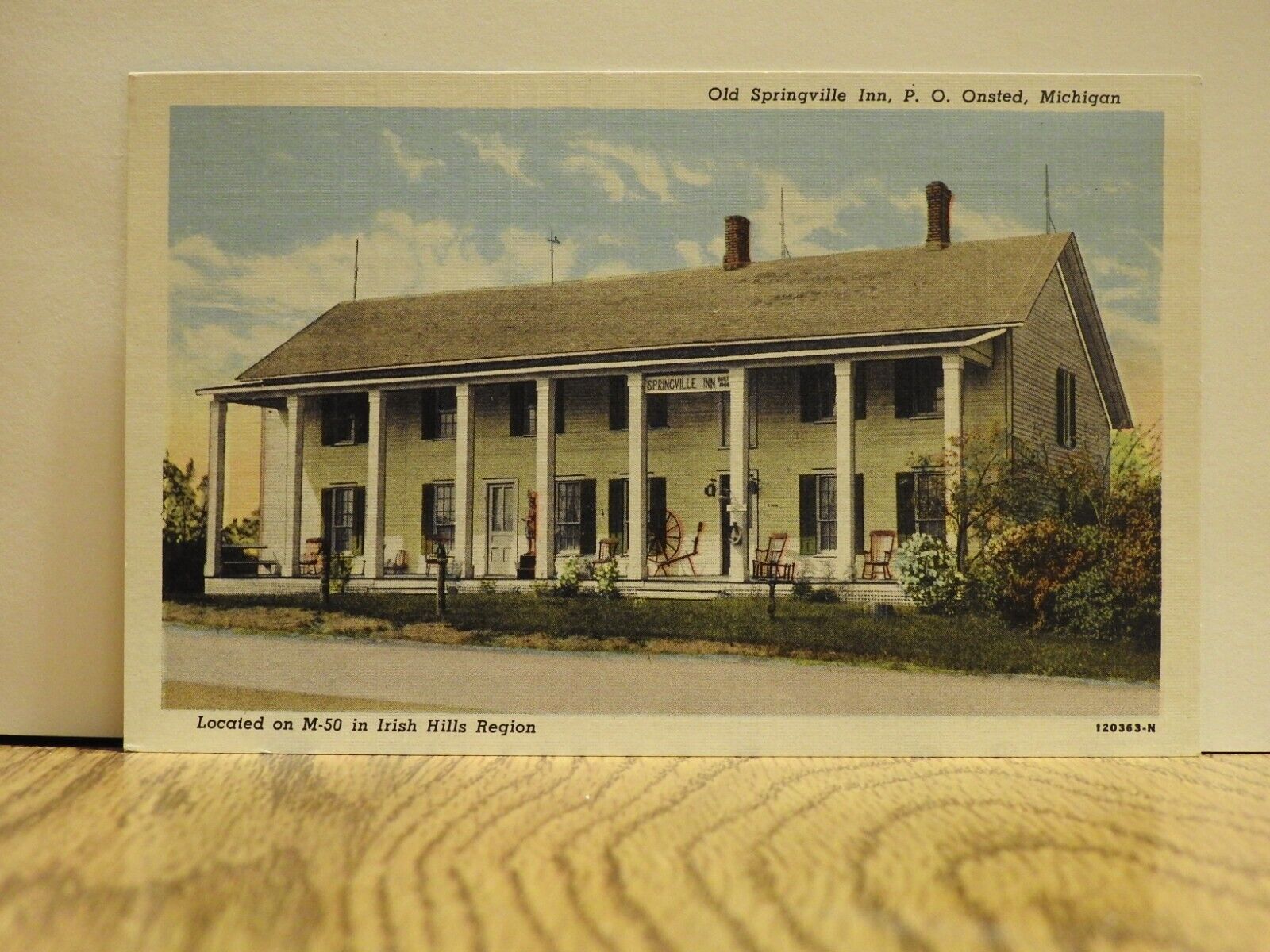 Old Springville Inn Onsted, Michigan VTG White Border Post Card