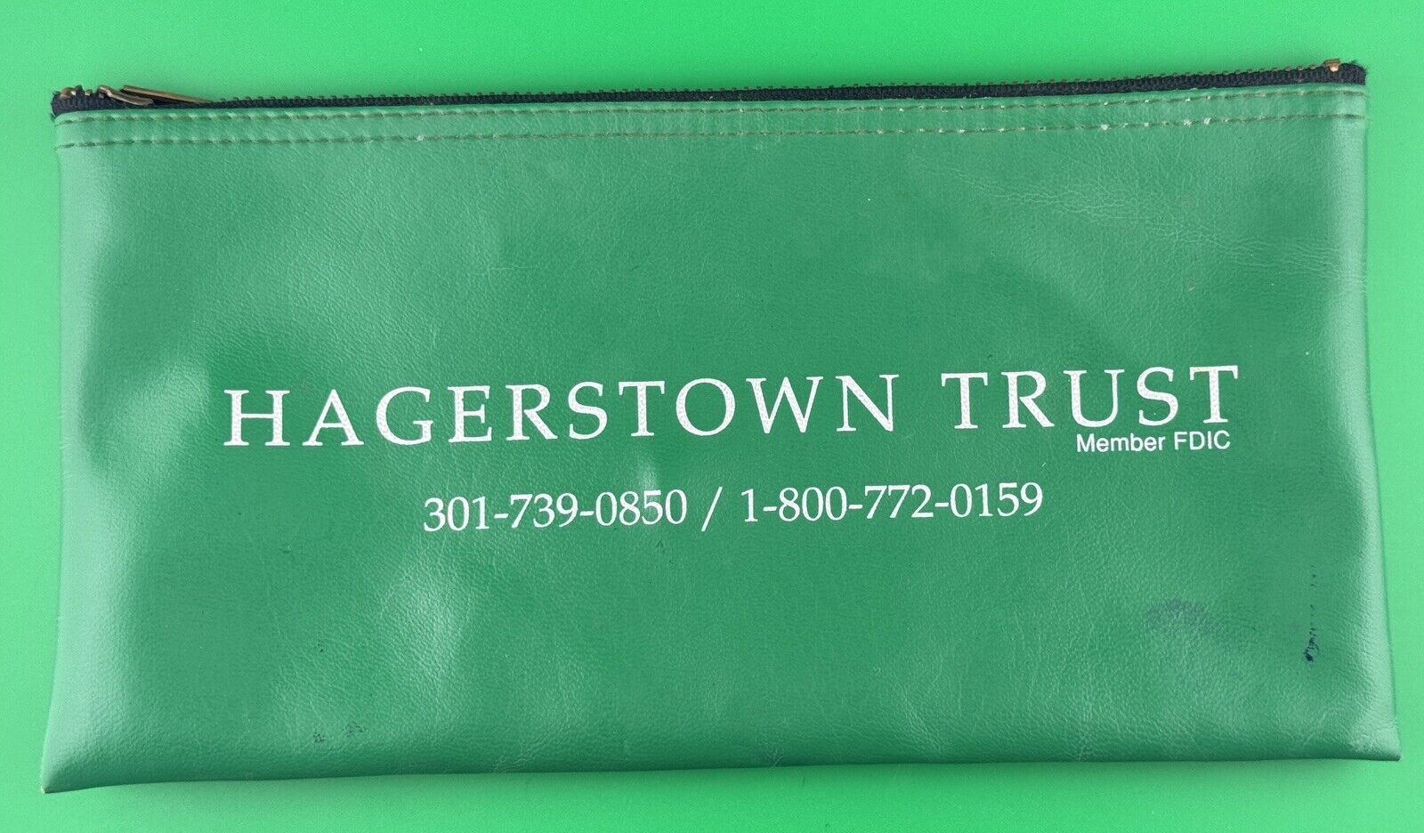 “Hagerstown Trust” Vinyl Zipper Bank Bag Maryland