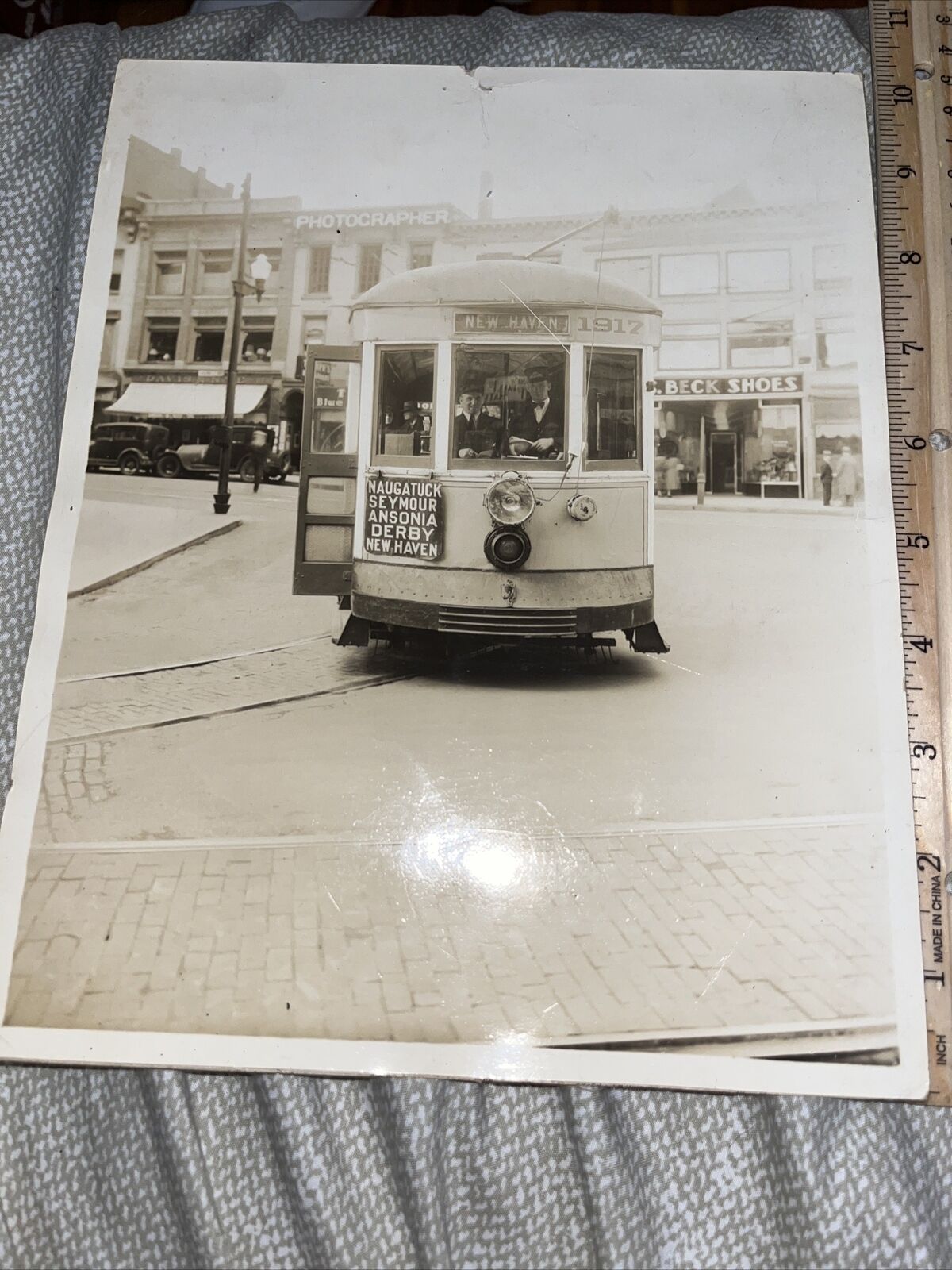 Antique New Haven 1917 Trolley Photo: Naugatuck Seymour Ansonia Derby CT History
