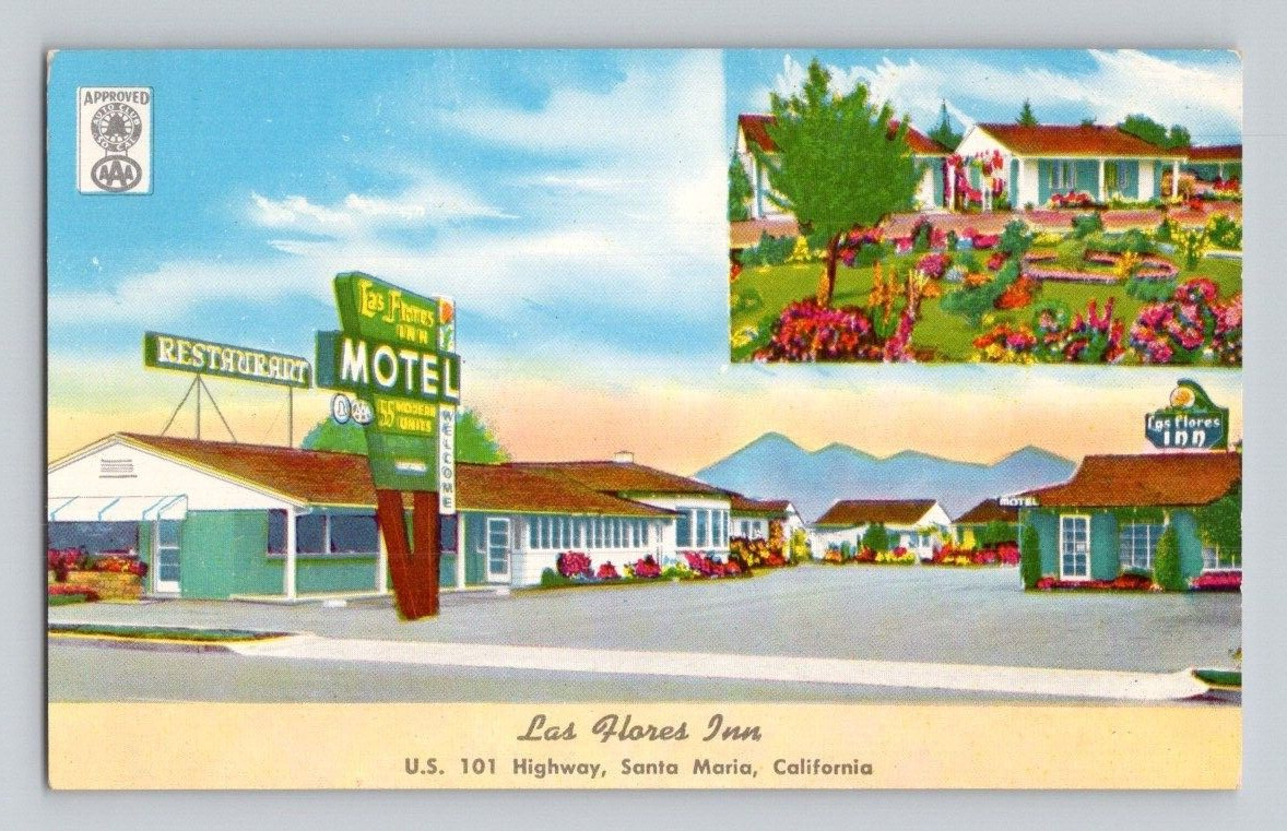 1950\'S. LAS FLORES INN. SANTA MARIA, CALIF. POSTCARD. SS28