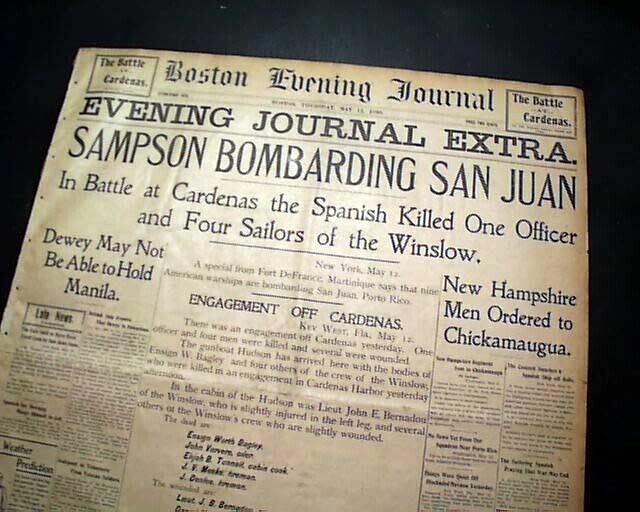 First Battle of BOMBARDMENT OF SAN JUAN Puerto Rico U.S. Navy 1898 old Newspaper