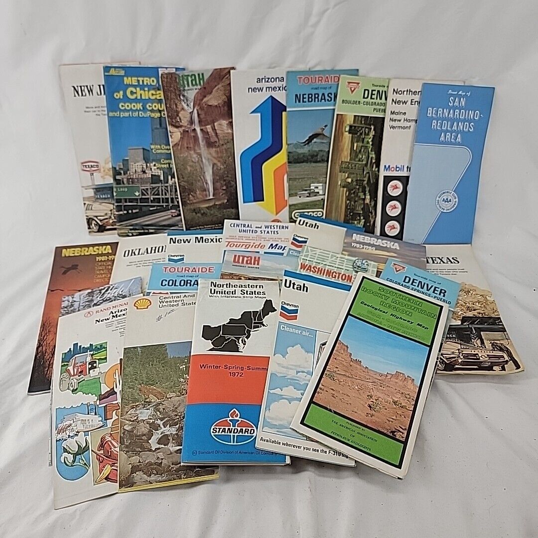 Vintage GAS STATION ⛽ road maps MIX STATES LOT 0f 25 
