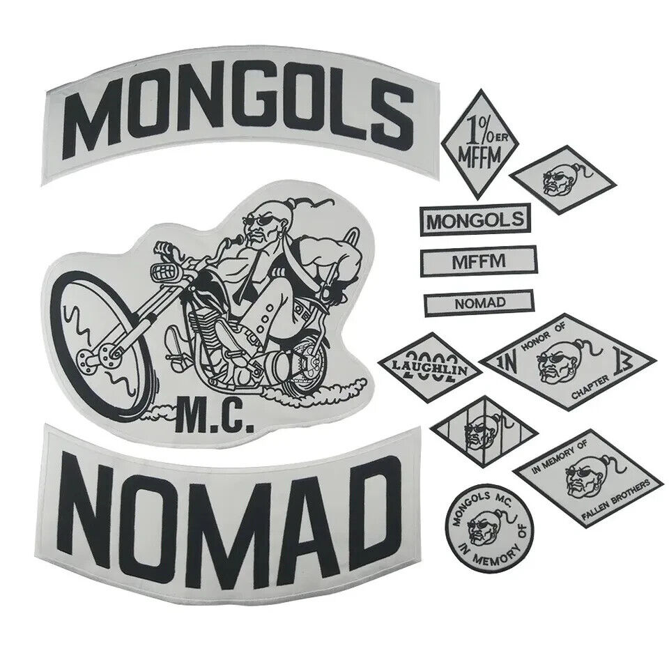 Mongols Nomad MC Large Embroidery Punk Biker Patch Iron On for Clothing Apparel
