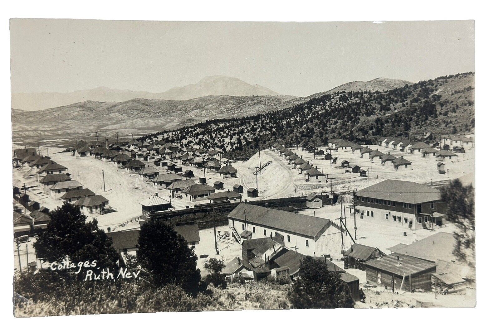 Ruth Nevada Photo Postcard RPPC Aerial View Cottages Workers Homes AZO