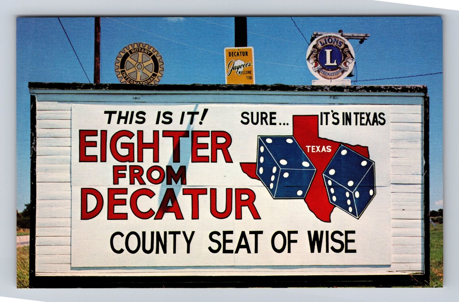 Decatur TX-Texas, Chamber of Commerce Highway Sign, Vintage Souvenir Postcard