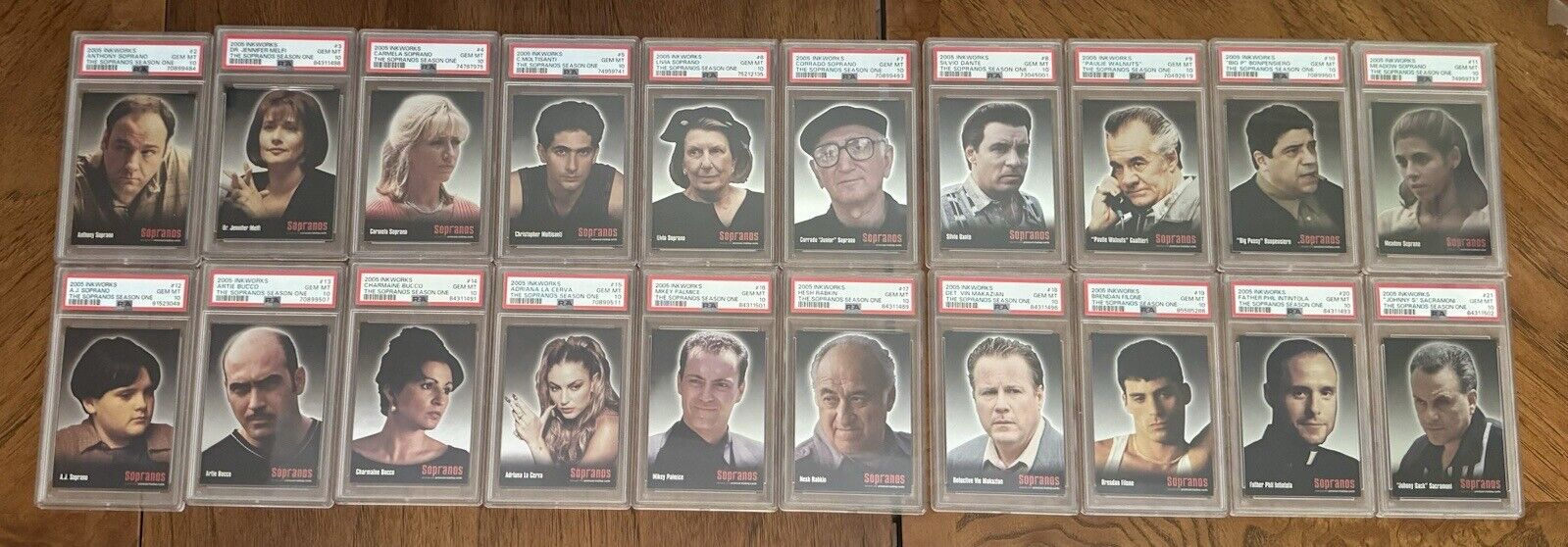 2005 Inkworks The Sopranos Season One Complete PSA 10 Set Main Character Cards