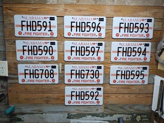 2005 Alabama Lot of 10 Expired Fire Fighter License Plate Auto Tags FHD591