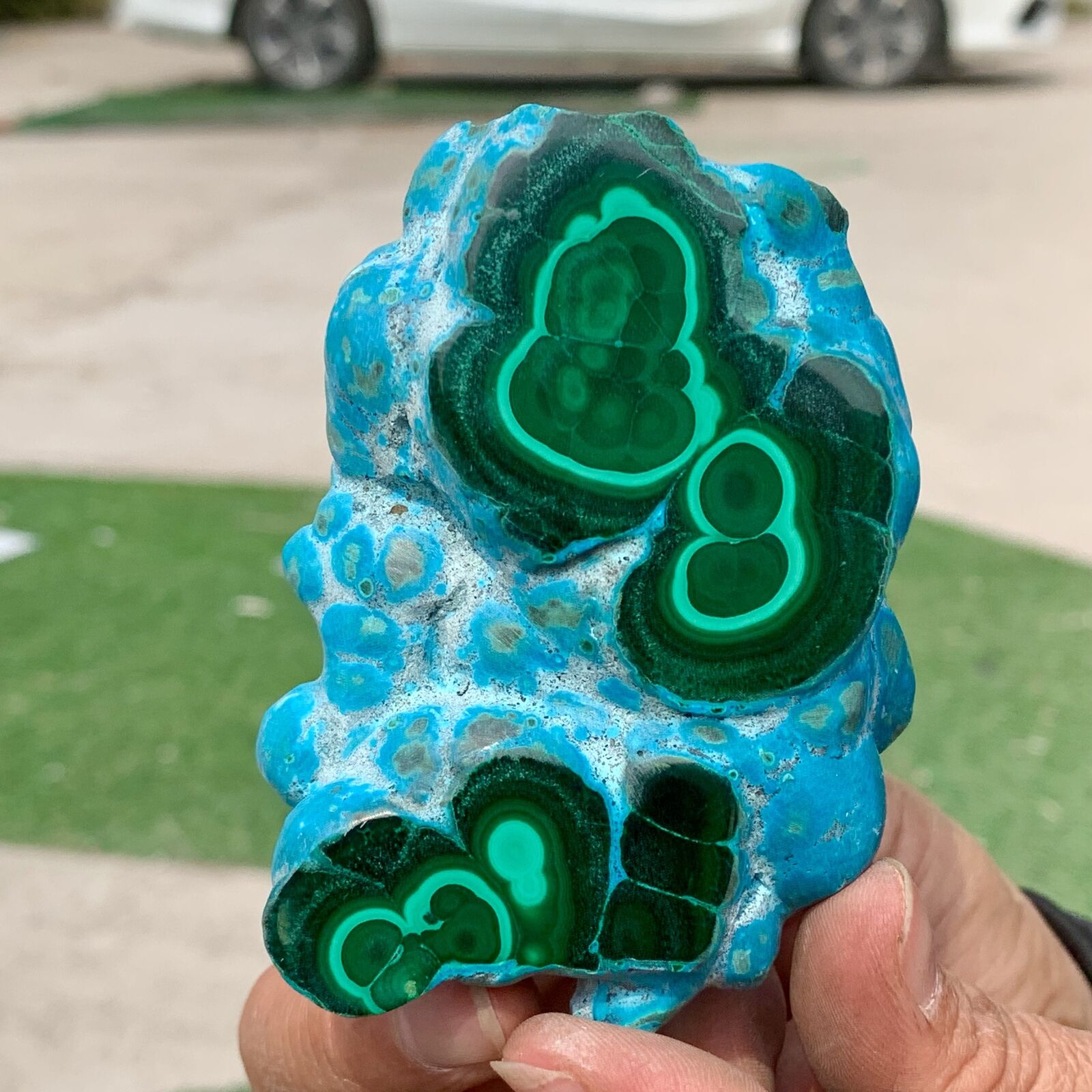 210G Natural Chrysocolla/Malachite transparent cluster rough mineral sample
