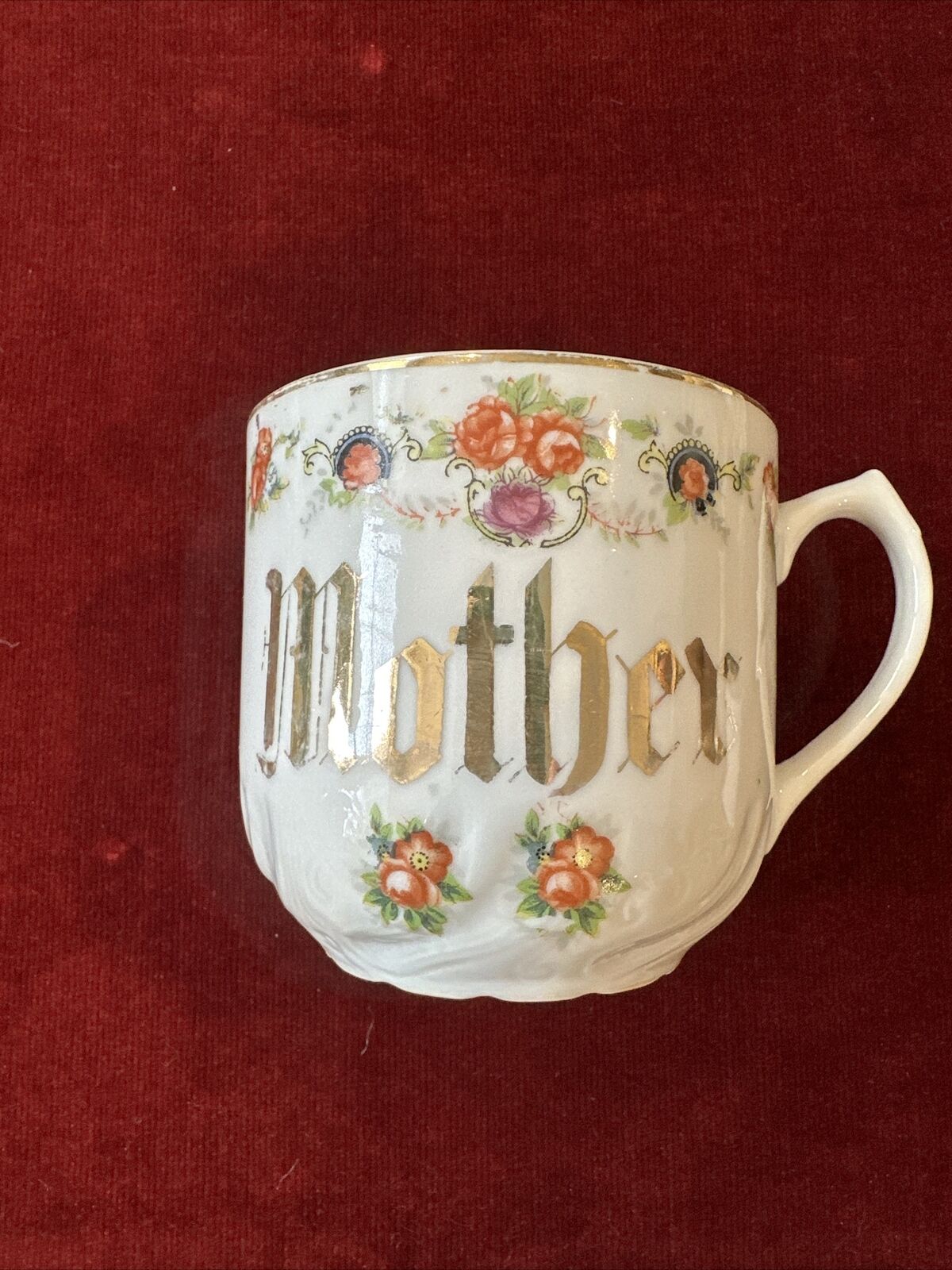 Victorian Vintage Mug - Mother In Gold With Floral Roses Made In Occupied Japan