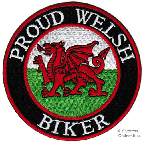 PROUD WELSH BIKER PATCH WALES FLAG UK CYMRU BADGE embroidered iron-on EMBLEM