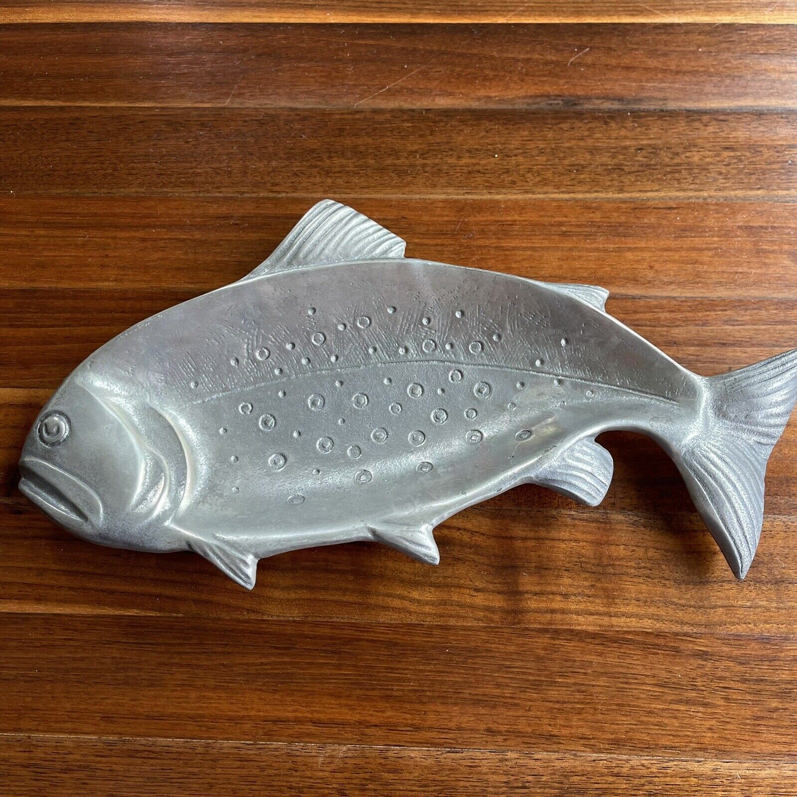 Wilton Co Fish  Shaped Metal Pewter Serving Platter Tray Dish 11.75 X 6”
