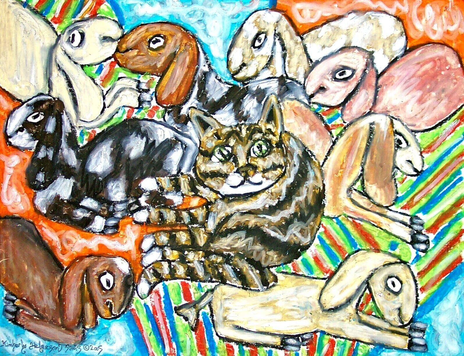 NUBIAN Babysitter Cat 11x14 ART PRINT KSAMS Collectible Farmhouse Goat Farm