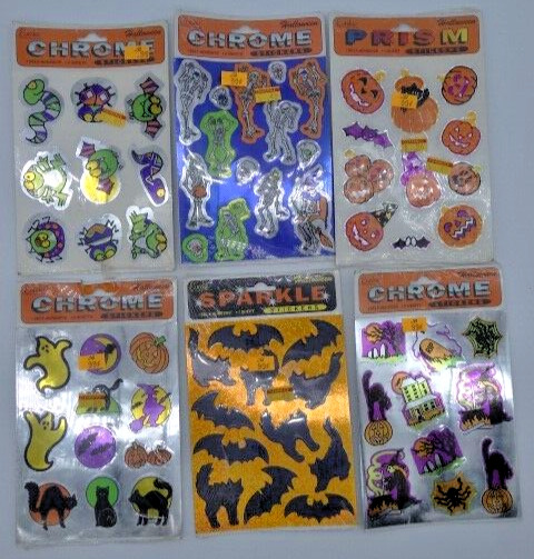 Vintage Eureka Halloween Stickers Lot of 6 Sets Pumpkin Witch Ghost 80s 90s