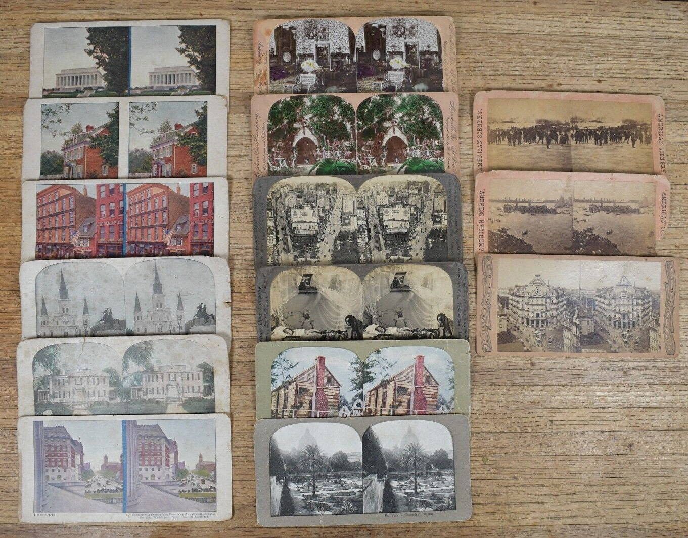 Lot of 15 Stereo Viewer Stereoscope Cards Slides City Scenery Architecture