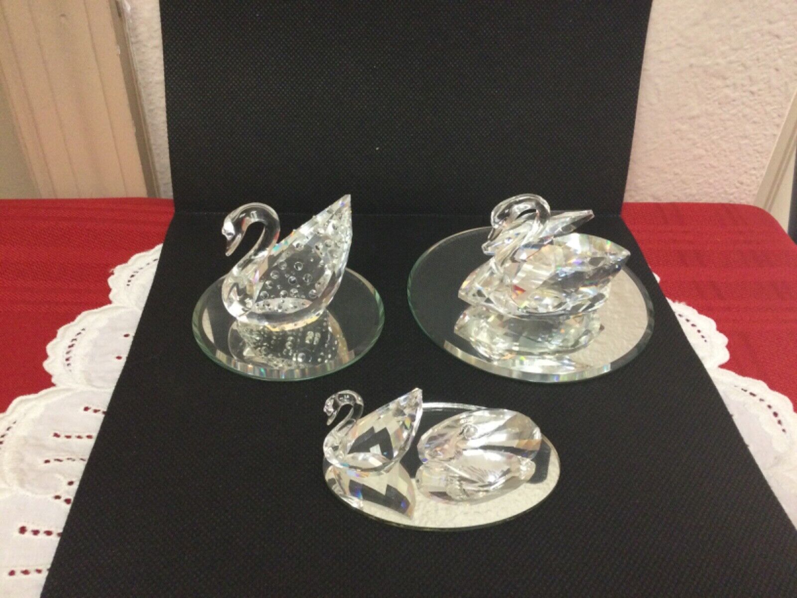 Retired Signed Swarovski Crystal Mix Lot of Swans w/ Mirrors