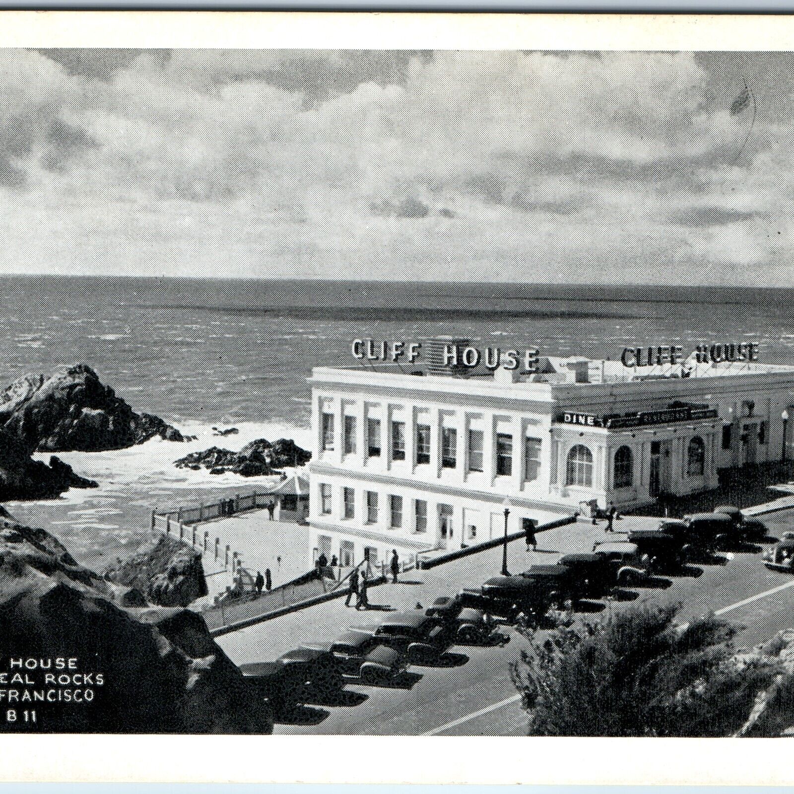 c1930s San Francisco, CA Cliff House Seal Rocks Busy Traffic Ford Cars PC A243