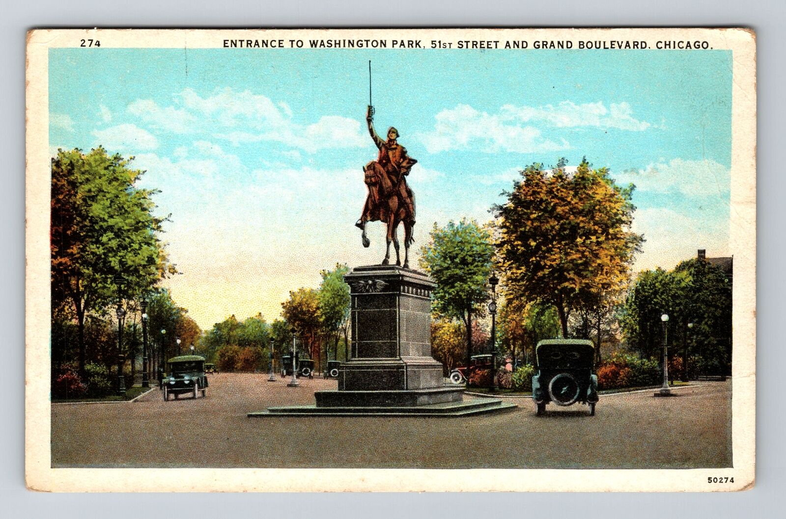 Chicago IL-Illinois, Entrance to Washington Park, Vintage Postcard