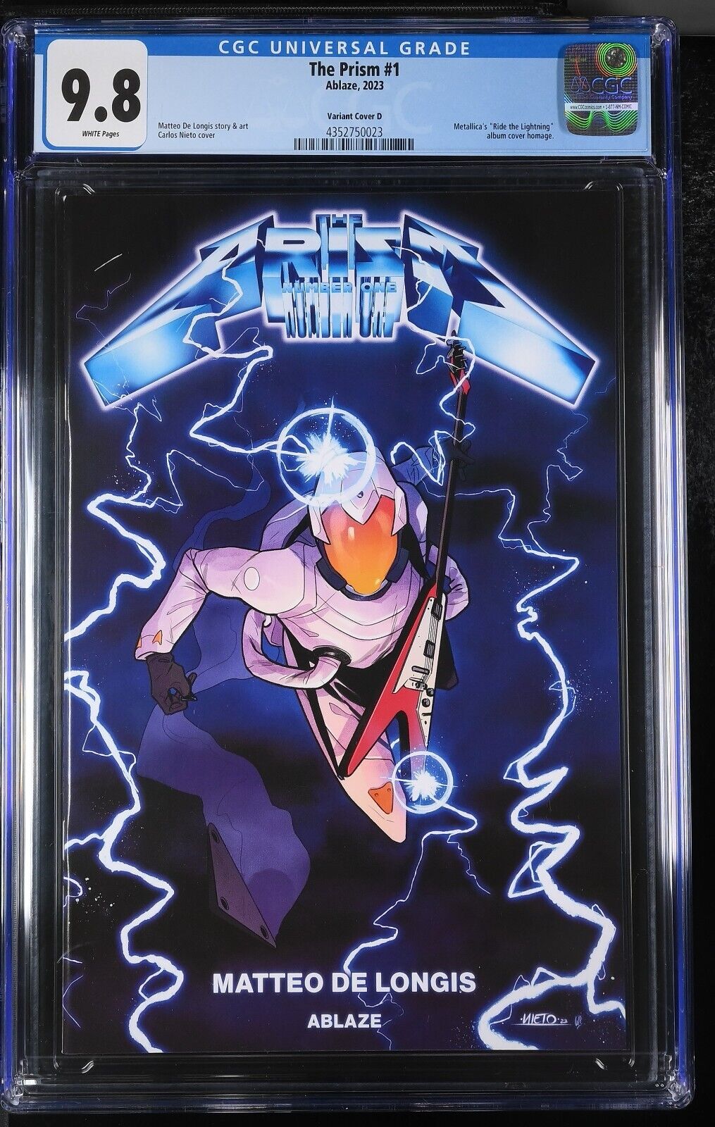 The Prism #1 CGC 9.8 Metallica Ride The Lightning Album Cover Homage Ablaze 2023