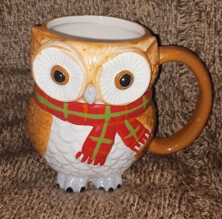Harvest Spice Brown Owl With Red Scarf Mug