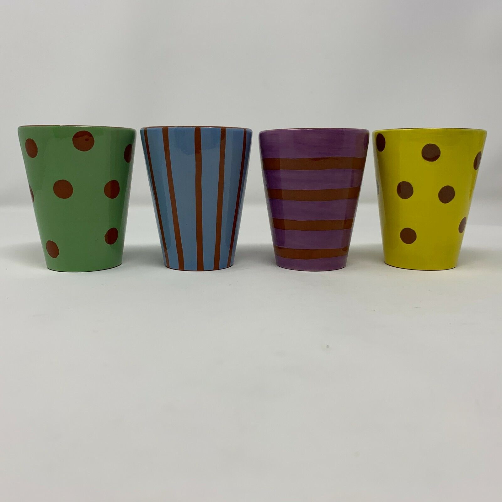 Department 56 Sandra Magsamen Set of 4 Ceramic Mini Cups Glasses 6 Ounce