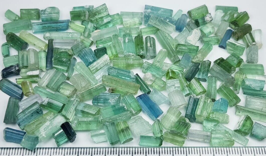 209Ct Natural Green 💚 Color Tourmaline Crystal Lot From Afghanistan