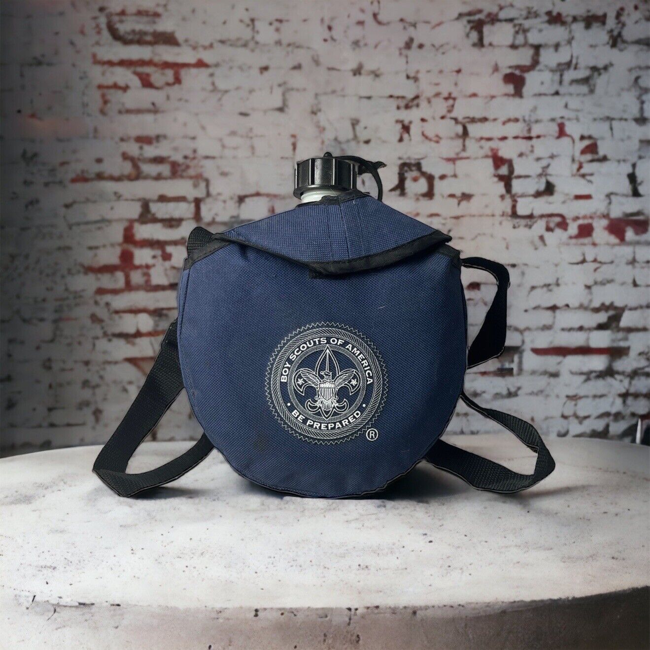 Vintage Boy Scouts Canteen Be Prepared Plastic With Blue Nylon Case