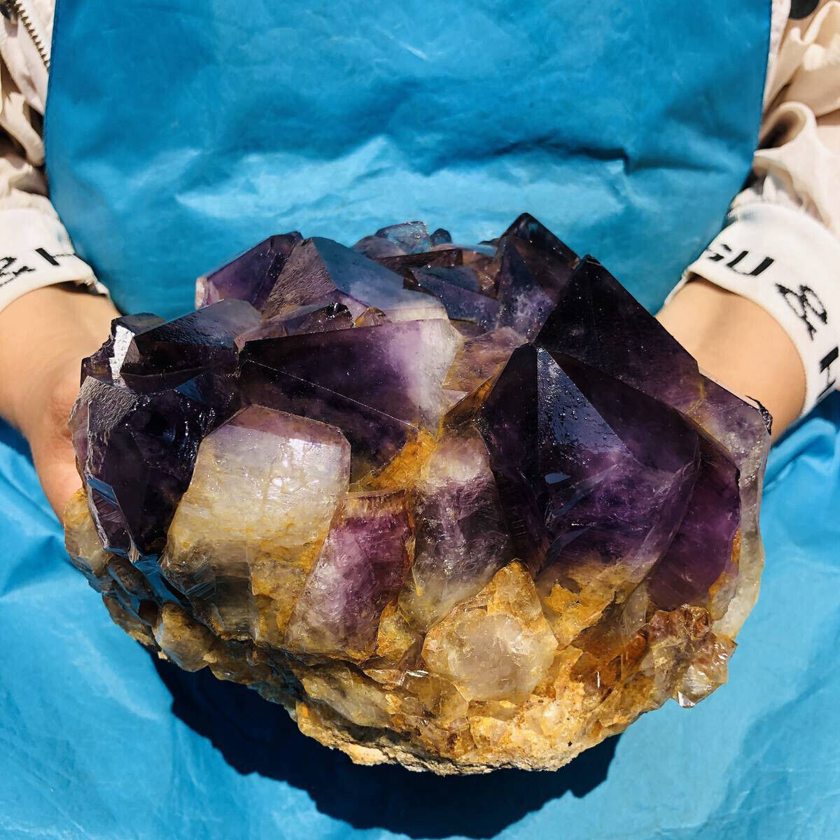 9.15LB Natural Amethyst geode quartz cluster crystal specimen Healing 544