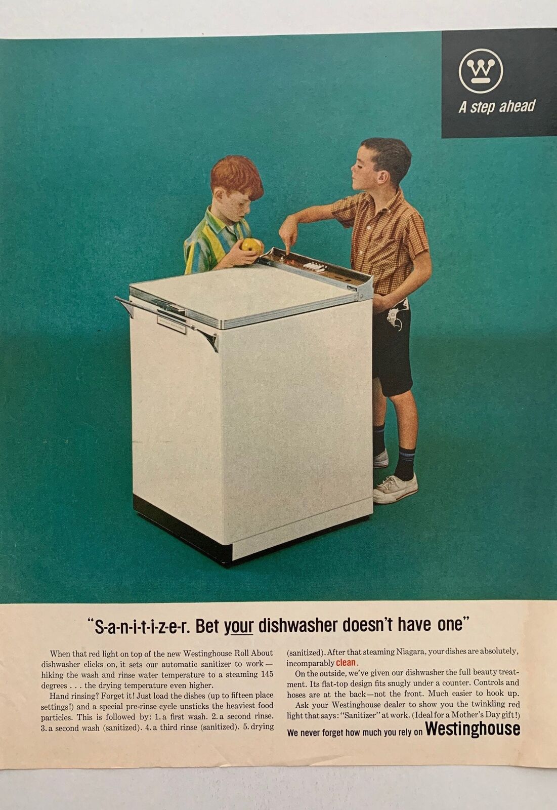 Vintage 1963 Westinghouse Dishwasher Ad