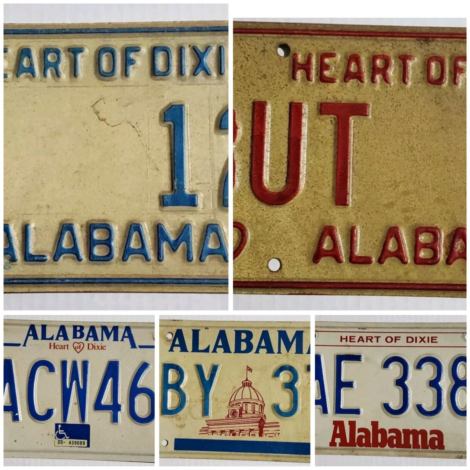 Vintage Alabama License Plates Lot Of 5 Raised Letters