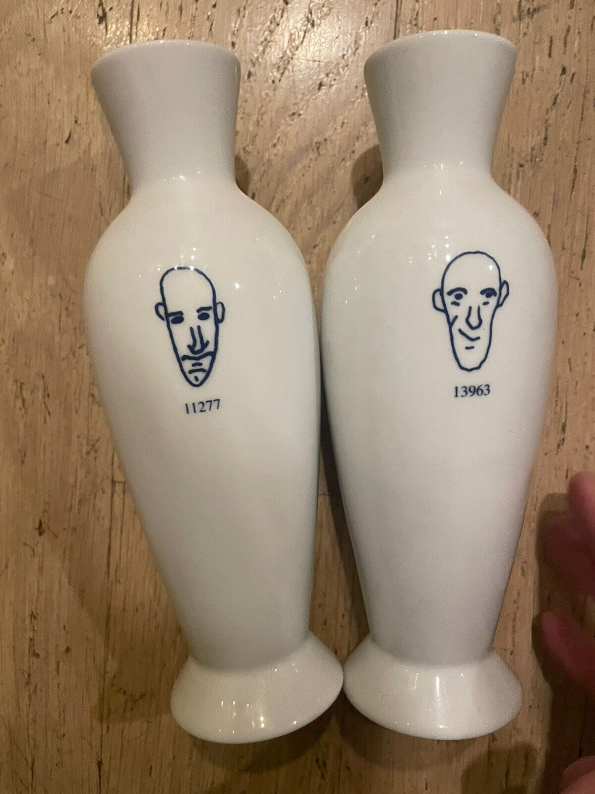 Alessi Andrea Branzi 6⅞ Tall Genetic Tales Porcelain Face Vases (2) #11277/13963