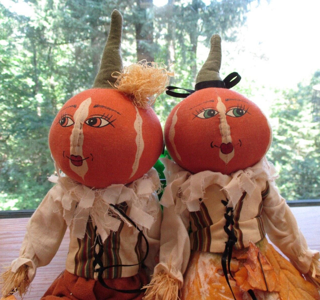 Joe Spencer Halloween Peter Pumpkin Lulie Leaf Doll Figurine Gathered Traditions