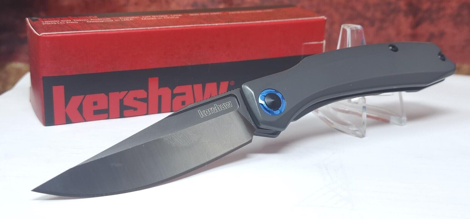 Kershaw Knives Highball Frame Lock Gray Steel with Blue Accent D2 7010