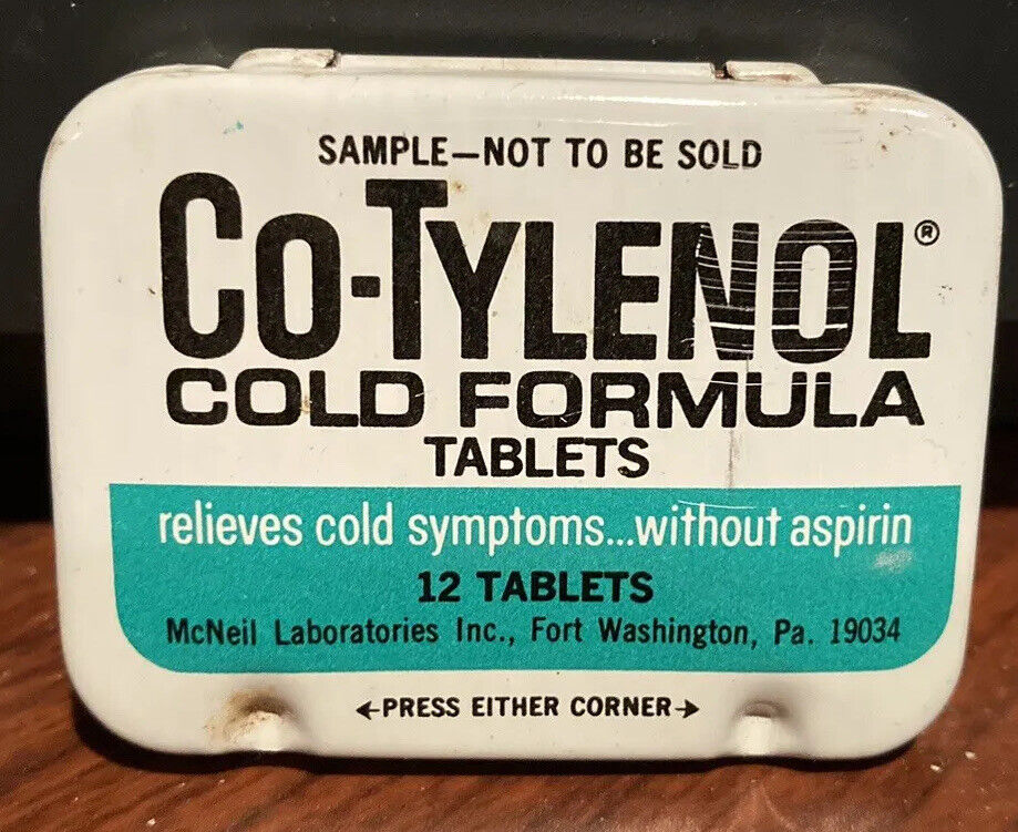 Co-Tylenol Vintage Tin Tablets McNeil Laboratories Medicine With Contents