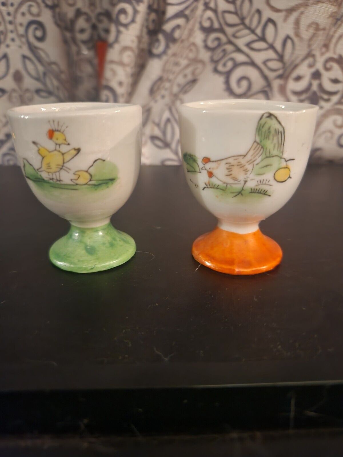 PAIR OF TWO VINTAGE JAPAN EGG CUPS - EUC