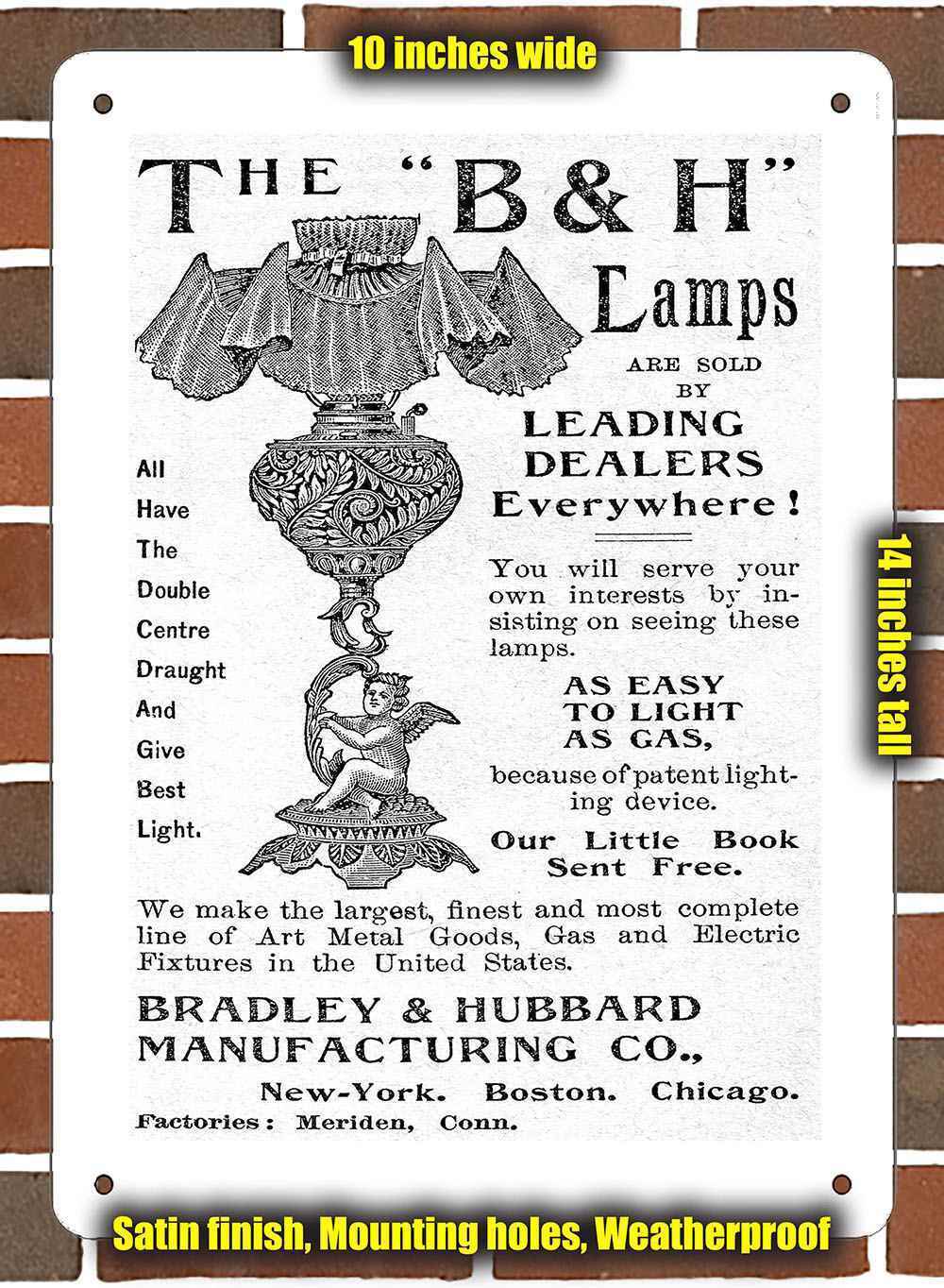 Metal Sign - 1894 Bradley & Hubbard Lamps- 10x14 inches